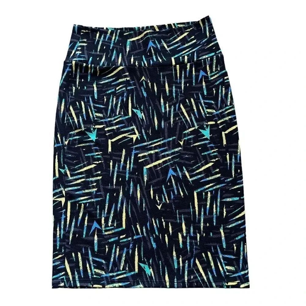 LuLaRoe Cassie Skirt Black Yellow Green Lightweight Classic SZ S #1312